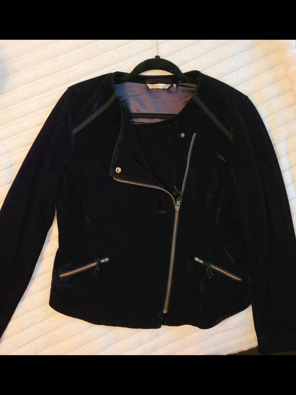 Women's Black Velvet Moto Jacket
